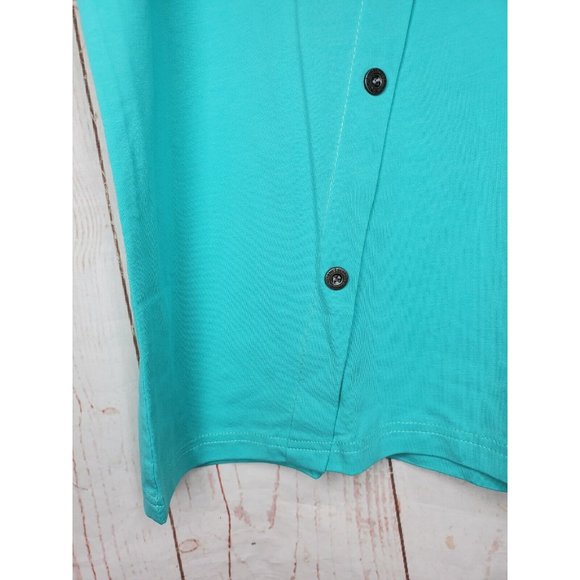 Vassari Los Angeles Mint White Button Long Collar Designer Short Sleeve Shirt - Picture 3 of 12